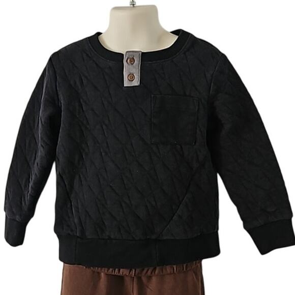 Excellent Condition Cat & Jack Boys 5T Black Quilted Long Sleeve Pullover Top - Picture 7 of 7